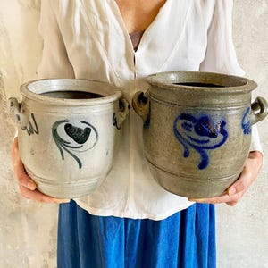 Vintage Betschdorf Französischer Steingut Confit Pot | Keramiktopf mit Salzglasur | Blumentopf