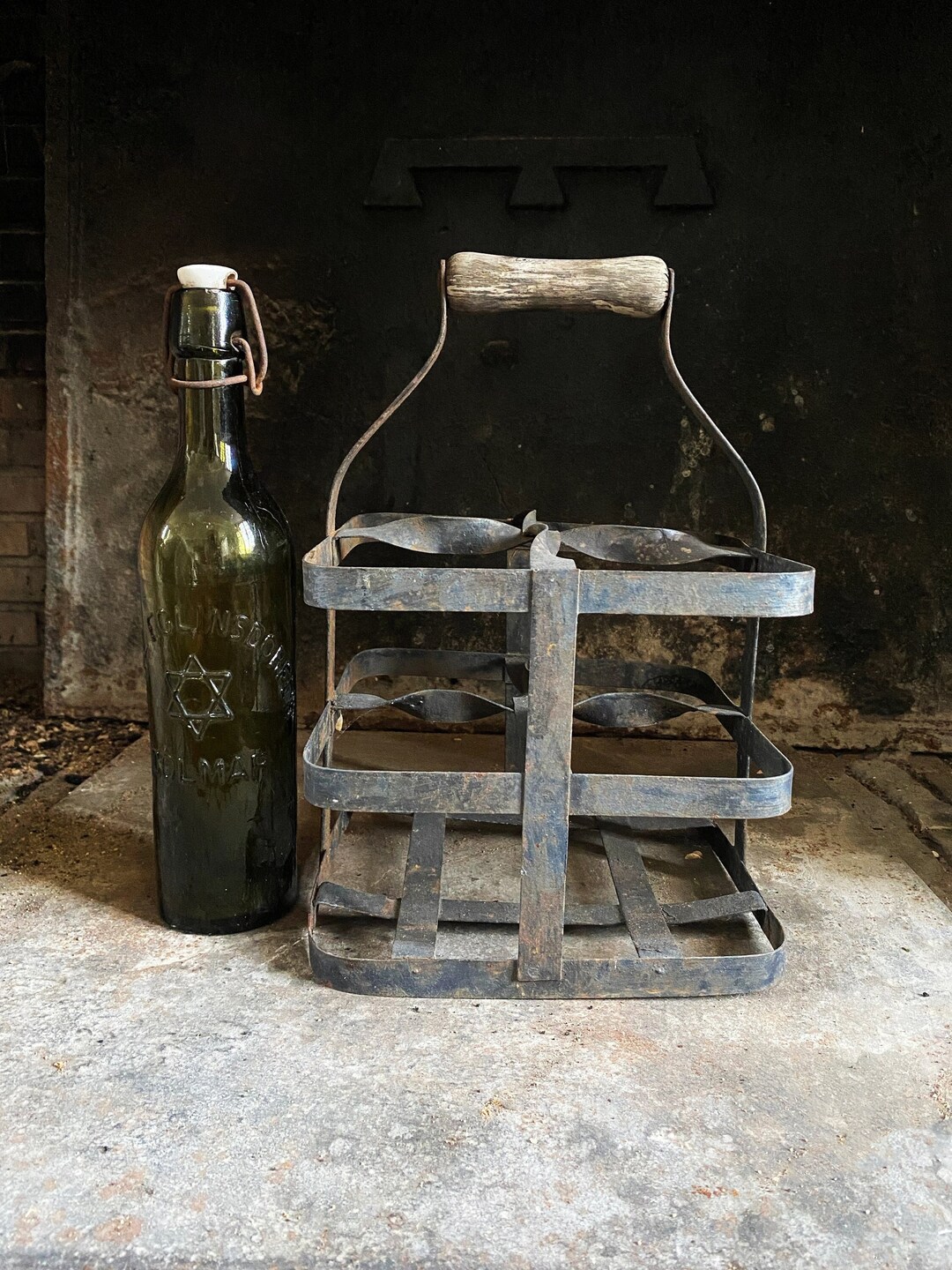 Antique Rustic French Wine Bottle Carrier Caddy /vintage Metal Caddy ...