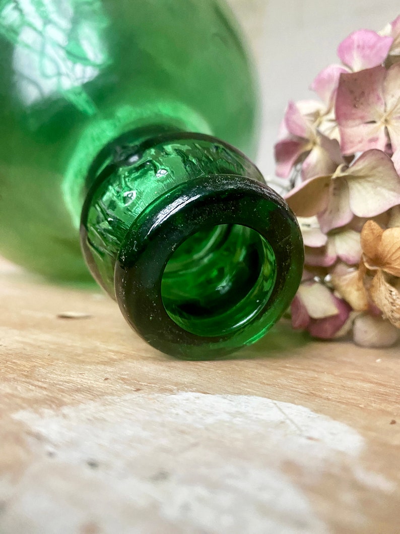 5 Litre Vintage Green Glass Demijohn /viresa Large Glass Wine Bottle