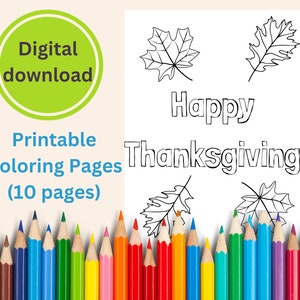 Printable Thanksgiving Coloring Pages - Seasonal Coloring Book - Coloring Sheets (US Letter Size - 8.5 in x 11 in)