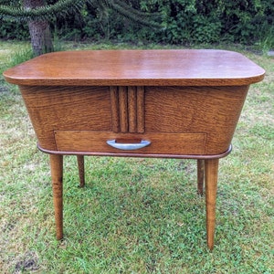 Vintage Oak Sewing Table and Storage