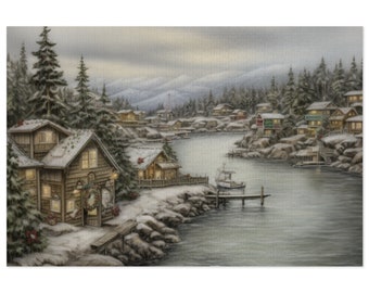 Serene Cabin by the River Jigsaw Puzzle (252, 500,1000-Piece)