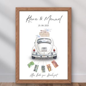 regalo di nozze personalizzato in contanti | Auto da matrimonio | Idee regalo fai da te con soldi | Regalo di nozze per gli sposi | Scarica A4
