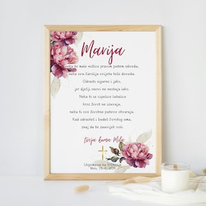 Carta de padrino, Uspomena na krštenje od kumova, para el bautismo del ahijado - regalo de bautismo niña o niño - certificado de padrino carta de bautismo, imprimir, PDF