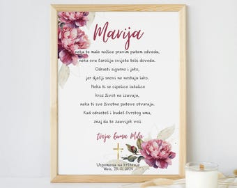 Godparent letter, Uspomena na krštenje od kumova, for the baptism of the godchild – baptism gift for a girl or boy – godparent certificate, baptism letter, print, PDF