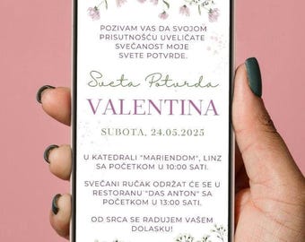 Digital Video Invitation First Communion, text message phone invite, WhatsApp message invitation, elektkronska pozivnica, prva pričest