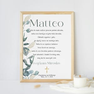 Carta de padrino, Uspomena na krštenje od kumova, para el bautismo del ahijado - regalo de bautismo niña o niño - certificado de padrino carta de bautismo, imprimir, PDF