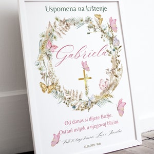 Carta de padrino, Uspomena na krštenje od kumova, para el bautismo del ahijado - regalo de bautismo niña o niño - certificado de padrino carta de bautismo, imprimir, PDF