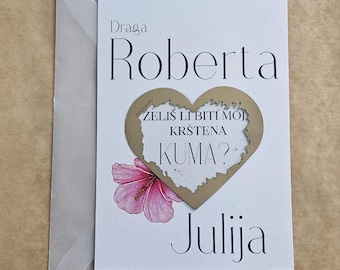 Kumstvo scratch card | Želiš li biti moja Kuma / moj Kum? | Pitanje za kumstvo, Krštenje & Krizma, Trudnoća Announcement