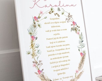 Godparent letter, prayer for godchild, prayer for the godchild, for baptism to the godchild, baptism gift for girl or boy – godparent certificate, BSK, DE Print, PDF