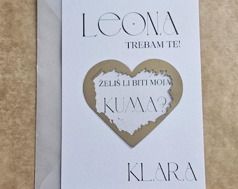 Kumstvo scratch card | Želiš li biti moja Kuma / moj Kum? | Pitanje za kumstvo, Krštenje & Krizma, Trudnoća Announcement