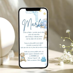 Invitation d'anniversaire numérique | Carte d'invitation personnalisée pour l'anniversaire des enfants | WhatsApp, téléchargement instantané, srpski hrvatski