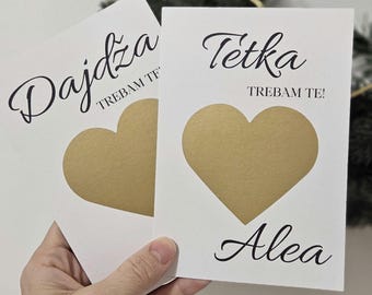 Kumstvo scratch card | Želiš li biti moja Kuma / moj Kum? | Pitanje za kumstvo, Krštenje & Krizma, Trudnoća Announcement