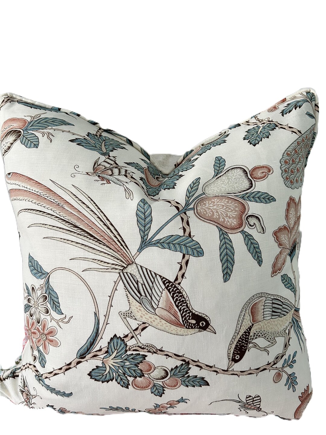 Schumacher Campagne Pillow Cover, Peacock and Rouge, 24" - Etsy