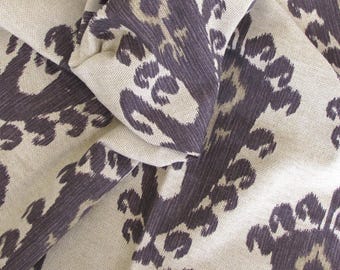 Tkanina ikat w kolorze bakłażana, mieszanka bawełny i wiskozy w stylu boho, duża skala, WYPRZEDAŻ