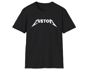 Personalized Metallica Style T-Shirt, Your Custom Text or Name Metallica Font Tee Shirt Gift Office Coworker Rock Metal Music Lover