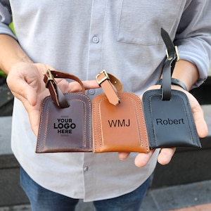 Personalized Leather Luggage Tag, Handmade Travel Gift