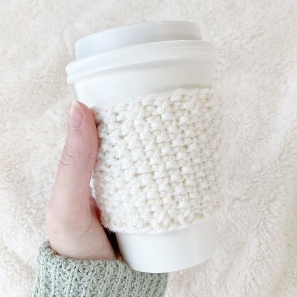 DIY Coffee Cup Cozy Knitting Pattern Eco Conscious Reusable Cup Sleeve for Winter Travel Perfect for Gifting Friends Coworkers Family