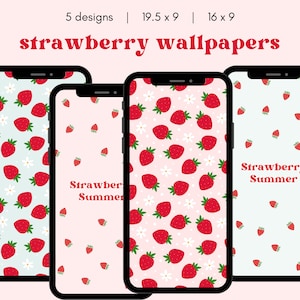 Pink Girly Strawberry Aesthetic Wallpaper iPhone Lock Screen Background