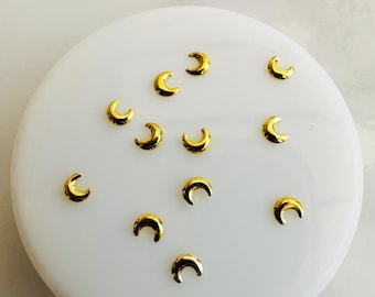 10 st tandsten metall förgylld månmetall 3 mm platt baksida strass hantverk