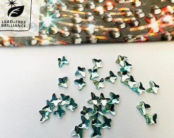 10pcs Tooth Gems Preciosa®  Aquamarine FULL Butterfly 4mm Non hotfix Crystal Lead Free Foiled Rhinestones Flatbacks Austrian Crystals craft