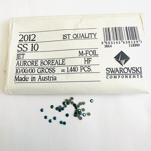 50pcs Vintage Swarovski® Jet AB  ss10 HOTFIX stones Rhinestones flatback 3mm ref: 2012