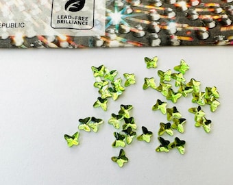 10 piezas de gemas dentales Preciosa® Peridoto Mariposa COMPLETA de 4 mm, cristales sin fijación en caliente, sin plomo, diamantes de imitación laminados, parte trasera plana, cristales austriacos artesanales