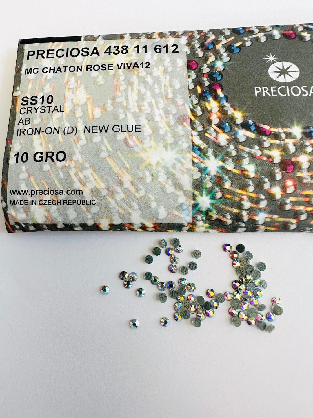 50pcs Preciosa® AB CRYSTAL Ss10 Lead-free Gems Hotfix Foiled
