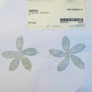 10 piezas de pétalos termoadhesivos de cristal Swarovski® AB para tela de 3 cm x 1,5 cm (para hacer 2 flores grandes, se pueden cortar a medida) para manualidades de cristal de duendecillo.