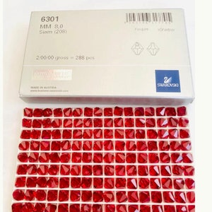 6pcs Original Swarovski®  Siam 8mm Top Drilled Bicone Pendant  ref:  6301