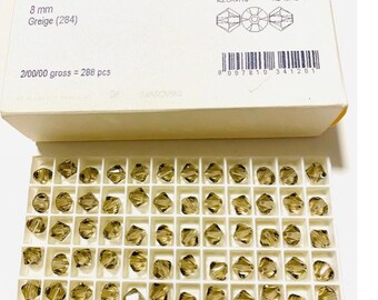 10pcs Swarovski® Crystal Greige XILION   Bicone Beads  - Fully drilled  -  8mm size 5328 craft