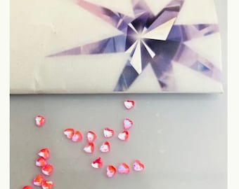 10pcs Tooth Gems Preciosa® Neon Pastel Pink  Heart Non hotfix Designs  foiled  3mm Rhinestones Flatbacks Lead free craft