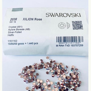 50pcs Swarovski® Ss16(4mm)  Crystal AB Lead Free Rhinestones Hotfix flatback ref:  2038