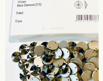 2 stuks Swarovski® Xilion 14 mm Zwarte diamant Verijdelde opnaaisteen Opnaaistenen Twee gaten Steentjes en stof: 3200