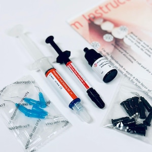 Professional Tooth Gem Adhesive Glue Kit RUBYSCRAFT® with UV Glue, Blue Gel, Bonding Adhesives & Nozzles
