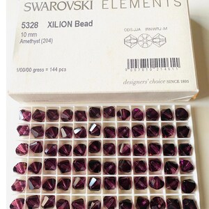 5pcs Swarovski® Amethyst  Bicones  Beads -    Fully drilled - Ref:5328