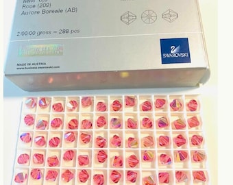 10 pièces Swarovski® AB Rose 5301 XILION perles toupies - Entièrement percée - Taille 8 mm