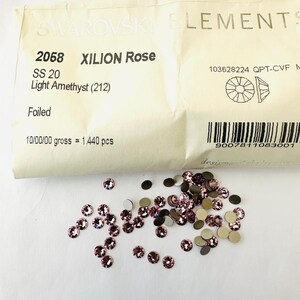 50pcs Swarovski® Light Amethyst stones ss20 Rhinestones flatback Non Hotfix 5mm Lead Free