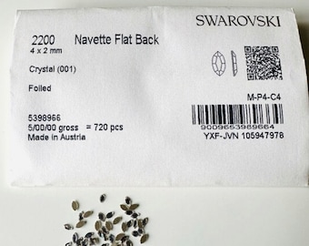 10pcs Tooth Gem Swarovski® 2x4mm Butterfly Wing Navette Crystal Lead free Rhinestones Non Hotfix flatback Gems ref: 2200