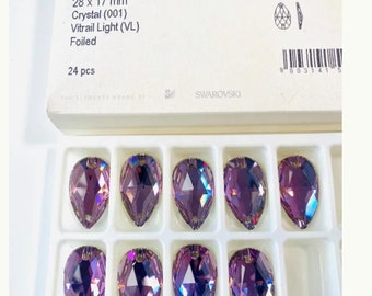 1 Stk Swarovski® Crystal Vitrial Light Foiled 28x17 Aufnähsteine Zwei Löcher Flatbacks Strasssteine Zum Aufnähen auf Stoff ref: 3230