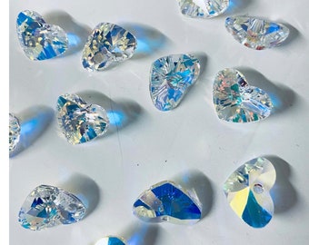 10pcs  Swarovski® Crystal AB 6260 17mm Crazy  4 U Heart Pendant - Swarovski Crystal  Elements Pendants craft