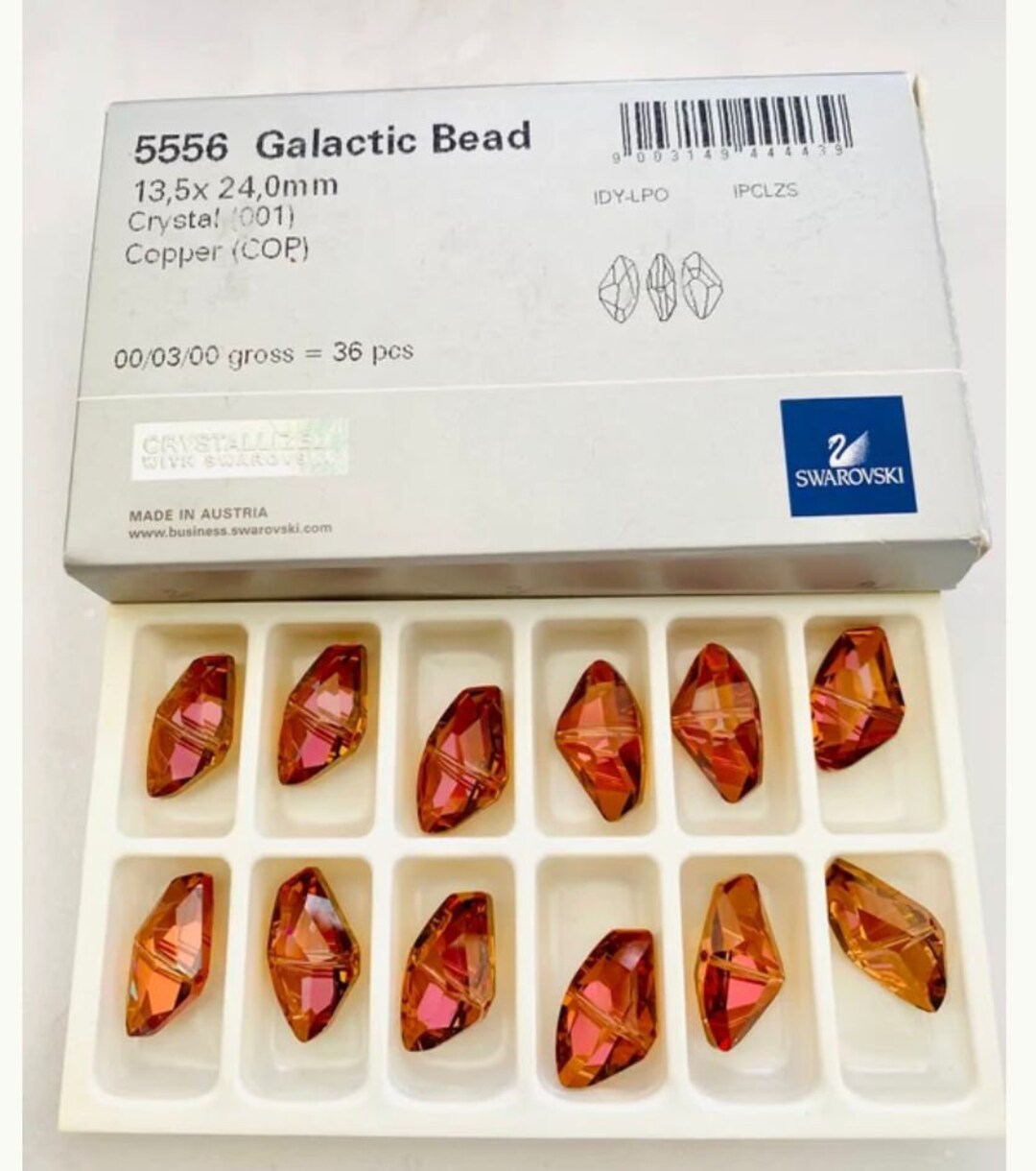 スワロフスキーのクリスタルビーズ オリジナルスワロフスキー® 13 x 24 mm 銅クリスタルギャラクティック