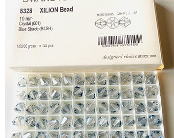 5pcs Swarovski® Crystal Blue shade Bicones  Beads -    Fully drilled - Ref:5328 craft
