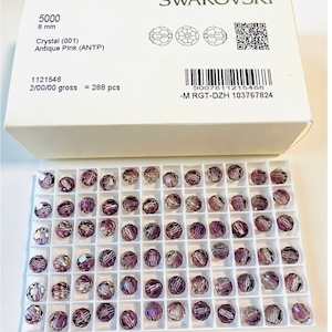 10pcs Swarovski® Crystal Antique Pink Round Faceted Beads -  Fully drilled -  8mm Pack includes 10 beads Ref:5000