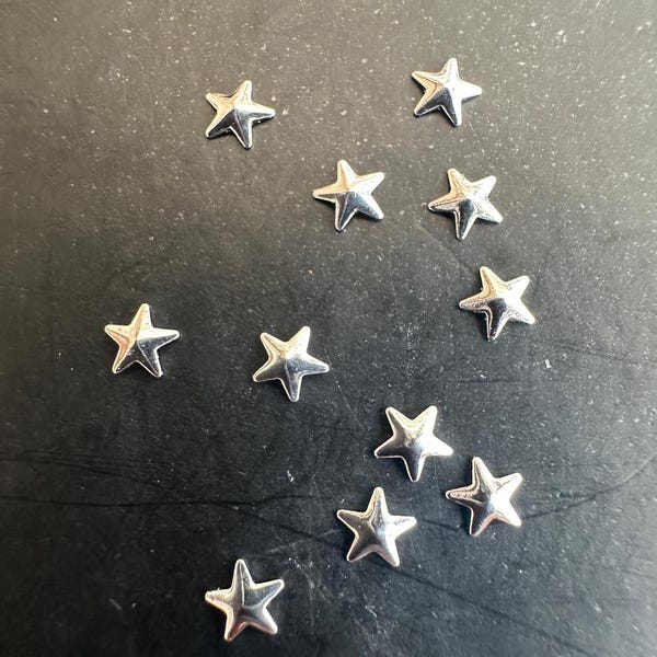 10pcs Tooth Gem Chrome Plated Rounded Star Metal 4mm Flatback Rhinestone craft
