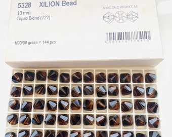 5pcs Swarovski® Topaz blend Bicones  Beads -    Fully drilled - Ref:5328 craft