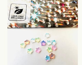 10pcs Tooth Gems Preciosa® Pastel MINI STARS 4mm Non hotfix Crystal Designs Lead Free Foiled Rhinestones Flatbacks Austrian Crystals craft