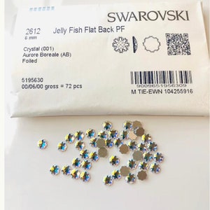 10pcs  Swarovski®  6mm Ab crystal Jelly fish flatback non hotfix Crystal Gems Nail art Rhinestones ref: 2612