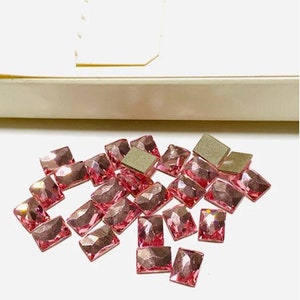 15pc Swarovski® Cosmic Rectangle  Flatback Non hotfix Nail Art crystal Light Rose 8x6mm 2520
