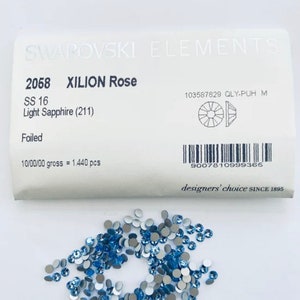 50pcs Swarovski® elements Flatback Xilion Rose  Light Sapphire 2058 Foiled 4mm  Non Hotfix Rhinestone